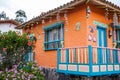 Beautiful facades of the houses at the touristic place called Pueblito Boyacense located in Royalty Free Stock Photo