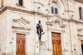 Duitama, Colombia - August 9th 2023. Bolivar statue located next to the historical Saint Lawrence Cathedral in Duitama which