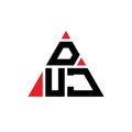 DUJ triangle letter logo design with triangle shape. DUJ triangle logo design monogram. DUJ triangle vector logo template with red Royalty Free Stock Photo