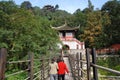 Dujiangyan, China: Historic An Lan Cable Bridge Royalty Free Stock Photo