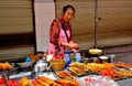 Dujiangyan, China: Woman Selling Grilled Meats