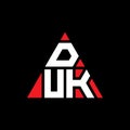 DUK triangle letter logo design with triangle shape. DUK triangle logo design monogram. DUK triangle vector logo template with red Royalty Free Stock Photo