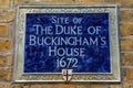 Duke of Buckinghams house Blue Plaque in London, UK