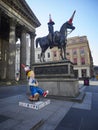 Duke of Wellington Statue in Glasgow with Oor Willie Statue