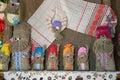 Traditional belorussian amulet dolls - brownies from burlap at market. Dukory village, Minsk