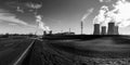 Dukovany Nuclear Power Plant in the Czech Republic, Europe. Smoke cooling towers. There are clouds in the sky. In the background t Royalty Free Stock Photo