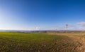 Dukovany nuclear power plant in the Czech Republic, Europe. Smoke cooling towers. There are clouds in the sky. In the foreground Royalty Free Stock Photo