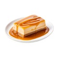 Dulce de leche dessert made with caramelized milk isolated on PNG background. Generative AI.