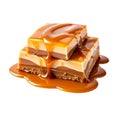 Dulce de leche dessert made with caramelized milk isolated on PNG background. Generative AI.