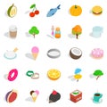 Dulcet dessert icons set, isometric style