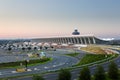 Dulles airport at dawn near Washington DC Royalty Free Stock Photo