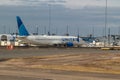 Grounded Boeing 737 Max 9 jet at Washington DC\'s Dulles International Airport