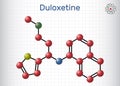 Duloxetine antidepressant drug molecule. Used to treat anxiety disorder, neuropathic pain, osteoarthritis. Structural chemical