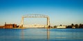 Duluth Minnesota aerial lift bridge in late afternoon from harbor
