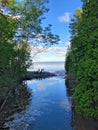 DULUTH, MN - JULY 1, 2018: Tischer Creek and Lake Superior in Duluth.