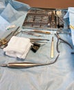 DULUTH, MN - 9 MAR 2020: Sterile oral surgery instruments ready for use