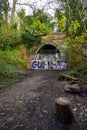 Dulwich, London, UK: The entrance to a disused railway tunnel in Sydenham Hill Wood