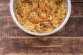 Dum chicken biriyani closeup image Royalty Free Stock Photo