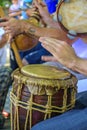 Dum player and other instrumentalists during a samba performance Royalty Free Stock Photo