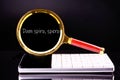 Dum Spiro Spero - latin phrase means While I Breath, I Hope. through a magnifying glass on a black background in white font Royalty Free Stock Photo