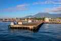 Dumaguete, the Philippines - 10 Mar 2020: empty port pier of small town. Tropical island hopping cruise