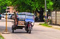 Dumaguete, Philippines - 13 May, 2017: National Philippine transport tricycle on city street.