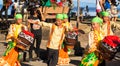 Dumaguete, Philippines - 16 September, 2017: street dance at Sandurot Festival. Children in national costume.