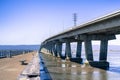 Dumbarton Bridge connecting Fremont to Menlo Park, San Francisco bay area, California Royalty Free Stock Photo