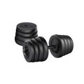 Dumbbell adjustable disc isolated vector. realistic fitness weight equipment. Scalable editable illustration. Gym and body