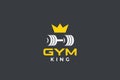 Dumbbell barbell with crown Logo design for GYM Fitness Sport club vector design template