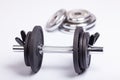 Dumbbell and barbell discs for workout Royalty Free Stock Photo