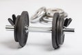 Dumbbell and barbell discs for workout Royalty Free Stock Photo