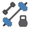Dumbbell exercise weights gym fitness equipment vector.