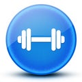 Dumbbell eyeball glossy blue round button abstract Royalty Free Stock Photo