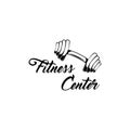 Dumbbell. Fitness center. Gym icon Training badge. Vector.