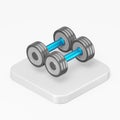 Dumbbell icon. 3d rendering square button key isometric view, interface ui ux element Royalty Free Stock Photo