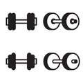 Dumbbell icon in four variations. Vector illustration. Royalty Free Stock Photo