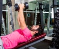 Dumbbell inclined bench Press flyes man workout Royalty Free Stock Photo