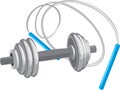 Dumbbell and jumping rope Royalty Free Stock Photo