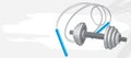 Dumbbell and jumping rope. Sports banner Royalty Free Stock Photo