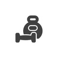 Dumbbell and kettlebell vector icon
