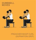 Preacher Bicep Curl Supination Grip Dumbbell Moves Manga Gym Set Illustration