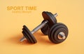 Dumbbell on orange background