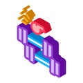 Dumbbell pull under whistle of coach isometric icon vector illustration