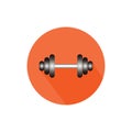 Dumbbell round icon long shadow vector