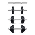 Dumbbell Set with Different Weights on White Background. Vector Royalty Free Stock Photo