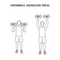 Dumbbell shoulder press workout exercise vector illustration outline