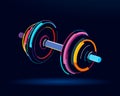 Dumbbell, sport fitness dumbbell design element, abstract, colorful drawing