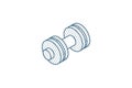 dumbbell, sport, gym Isometric icon. 3d line art technical drawing. Editable stroke vector