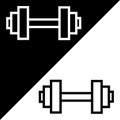 Dumbbell Vector icon, Outline style, isolated on Black and white Background. Royalty Free Stock Photo